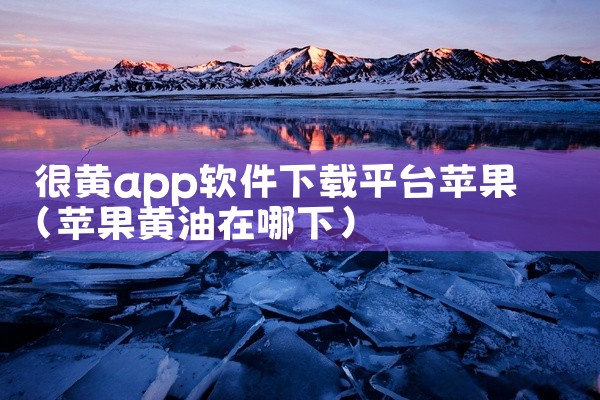 很黄app软件下载平台苹果