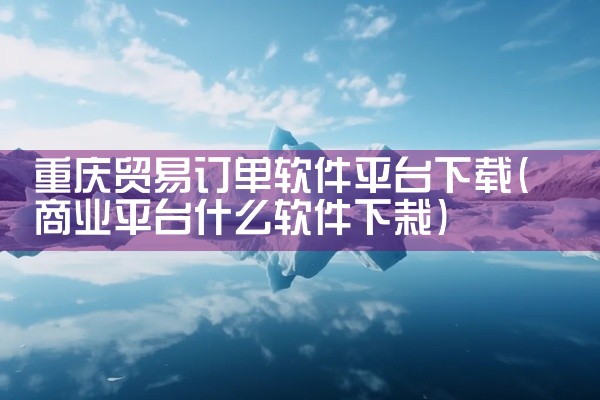 重庆贸易订单软件平台下载
